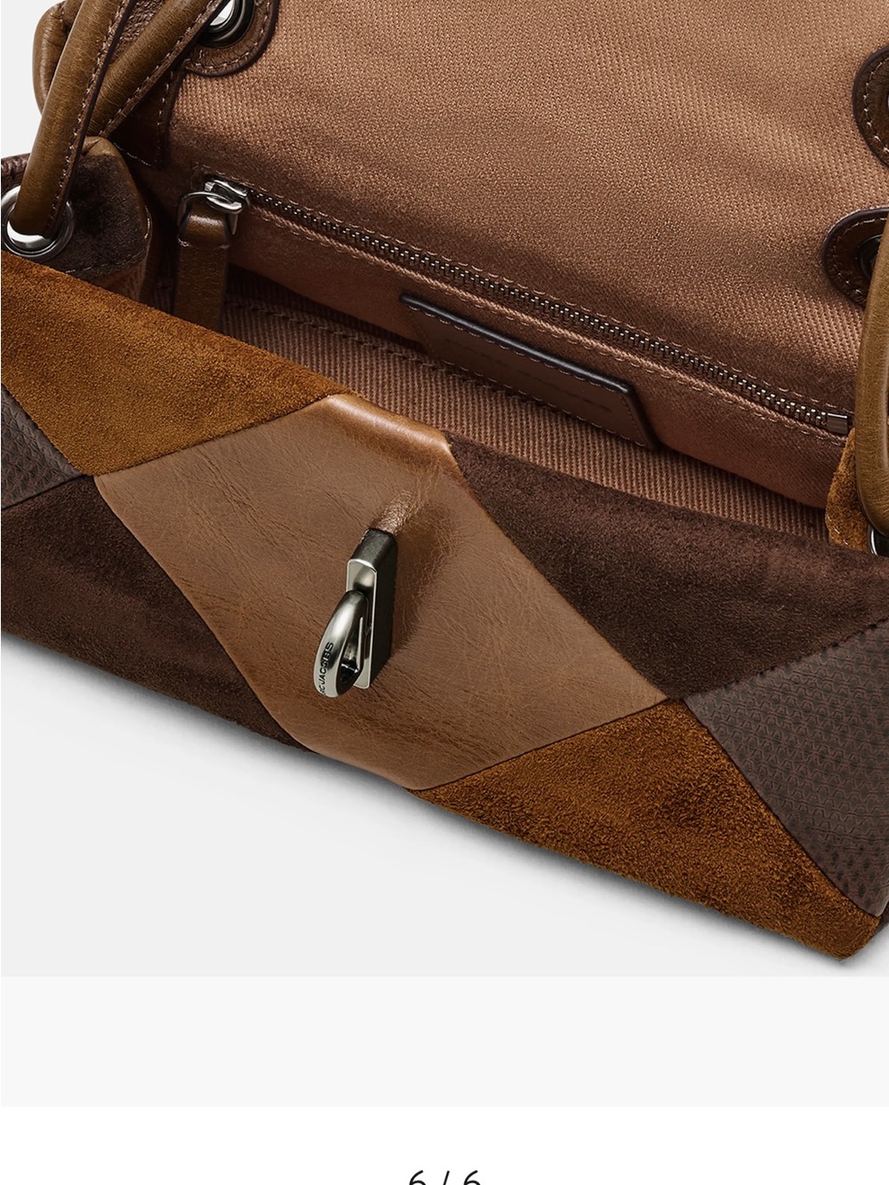 Marc Jacobs Brown Patchwork Leather & Suede Shoulder Bag with Silver Hardware - Picture 6 of 6
